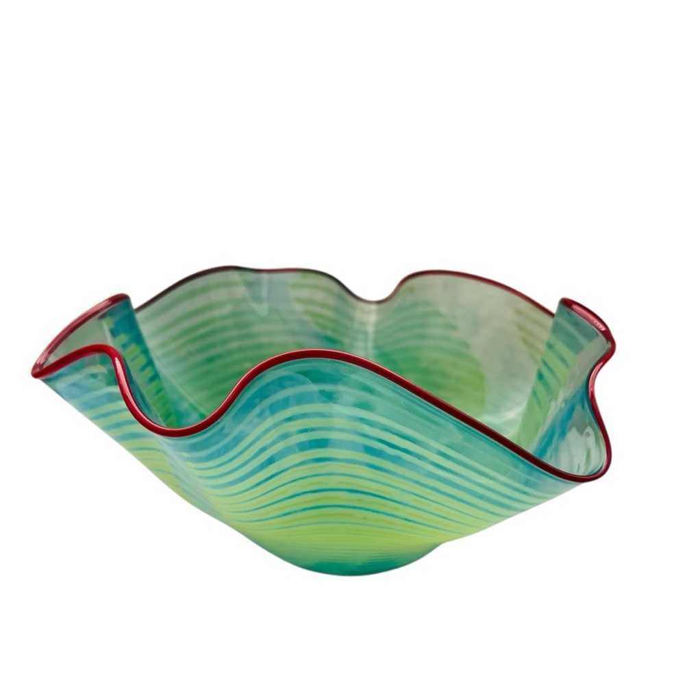 Vintage Signed Studio Art Glass Centerpiece Bowl Vase